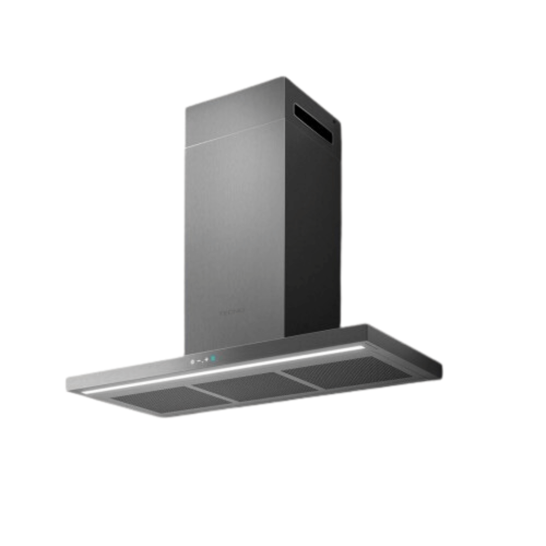 Coifa Tecno Original de Parede Inox 90cm - coifa de parede em inox escovado, formato retangular inclinado, luz LED e duto visível